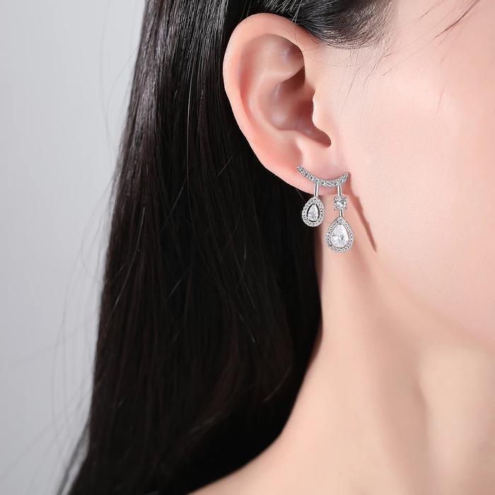 BIG SALE ESME - Platinum Premium Cubic Zircon Diamond Earrings