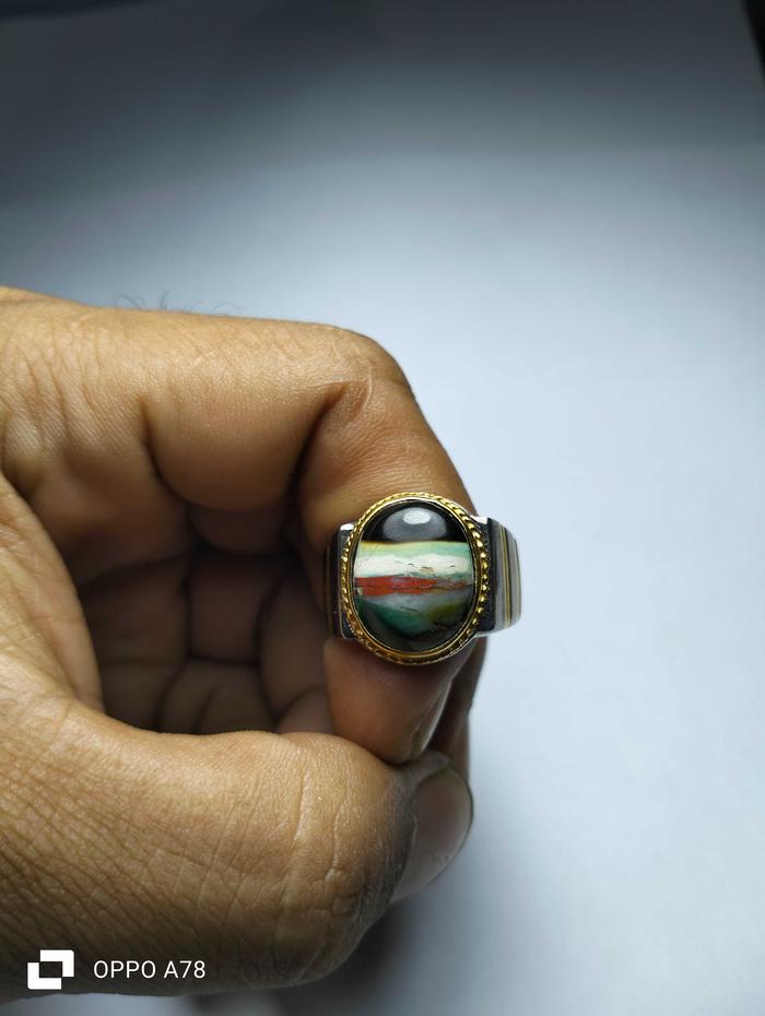 CINCIN BATU AKIK ASLI NATURAL 100% GARUT PANCAWARNA KIRPAY (KIARAPAYUNG) - MERAH CABE - BGT016