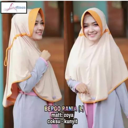 New Hijab Ainun Bergo Rania L Ready Matt Zoya Premium Kerudung Serut Dua Tone