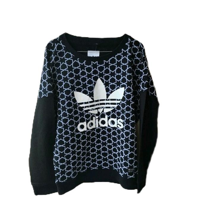 Adidas Originals Women's Jumper Original Sweater Oversize Wanita Basic Hitam Hoodie Unisex Crewneck 