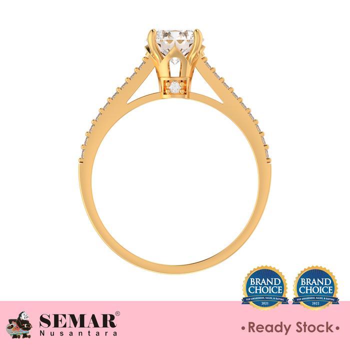 Cincin Emas List Ring Solitaire Batu Putih 10K Semar Nusantara