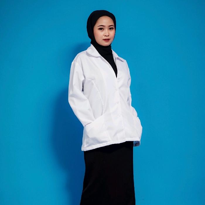 KitchenGrup Baju Kameja Kerja Putih Panjang Cewek Wanita PNS PDH ASN Atasan Blazer Dokter Bidan Pera