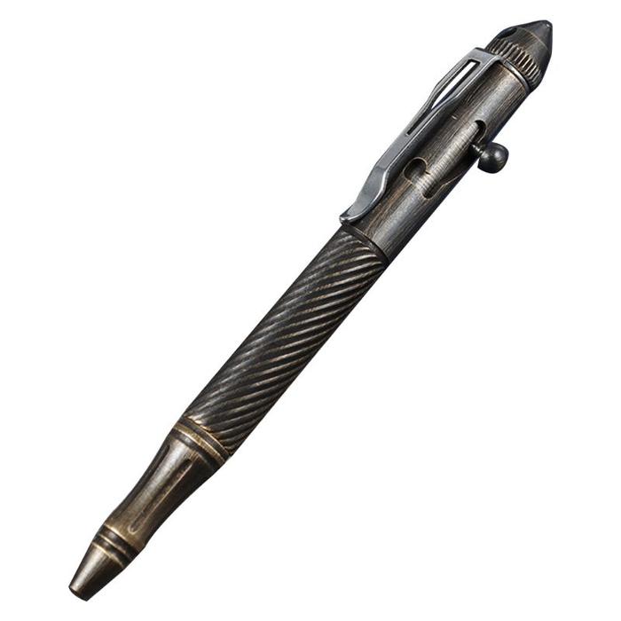 Solid Handmade Brass Gel Ink Pen Retro Twist Pattern Bolt Action