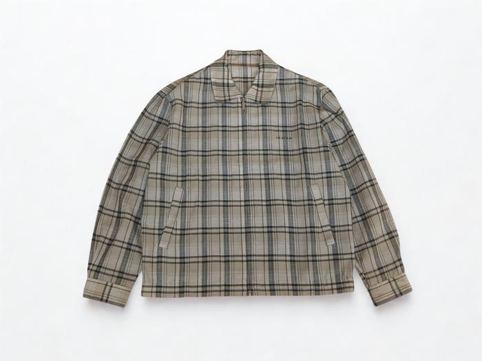Indian Vintage Zipper Tartan Pattern Work Jacket