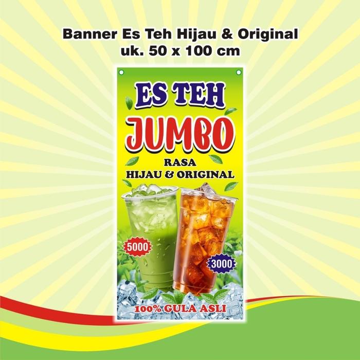 Safitiri Banner Spanduk Es Teh Hijau Dan Original Uk.50X100 Cm