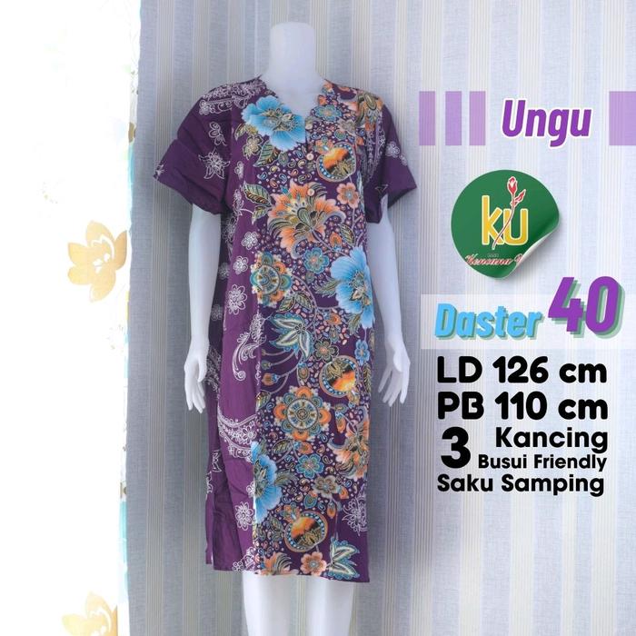 Kencono Ungu Daster 04 Busui Kancing Dress Wanita