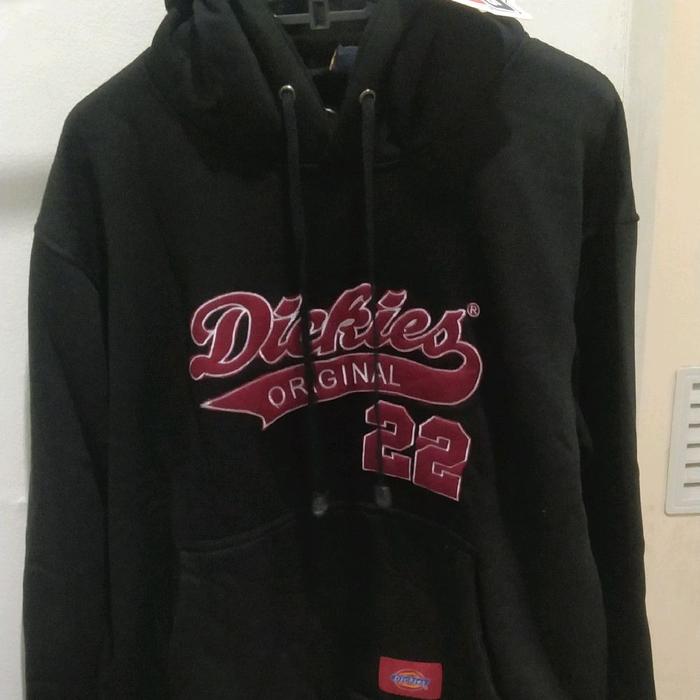 Dickies Jaket Hoodie Original 22 Hitam Dengan Logo Merah Untuk Pria