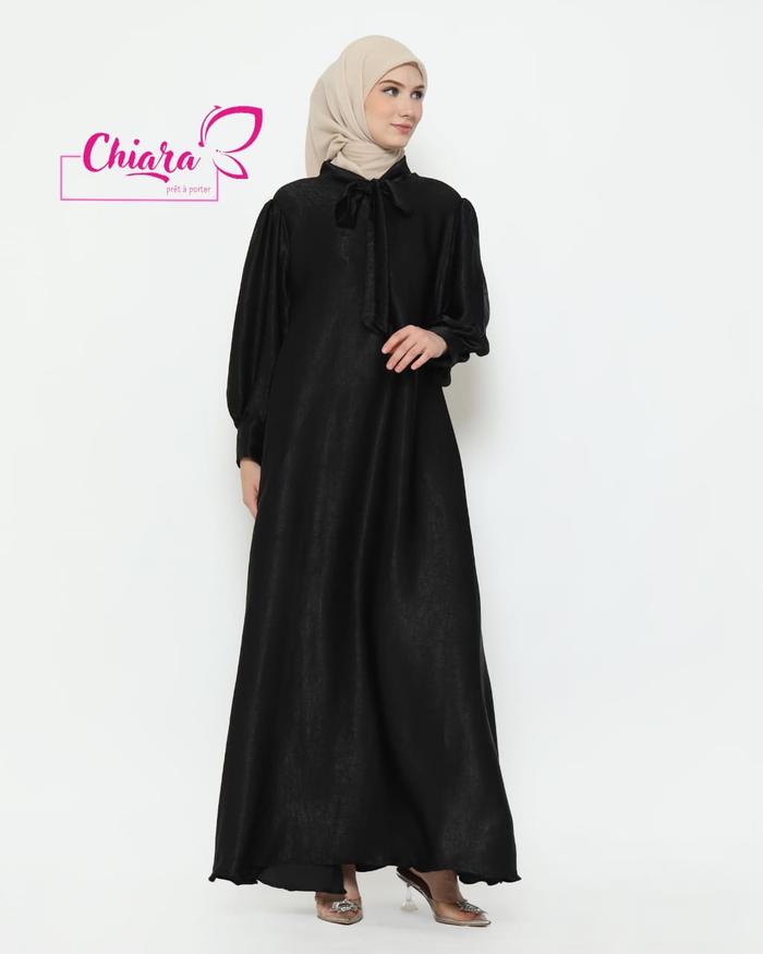 Zara Dress - Gamis Dewasa - Santorini Glossy - Gamis Hitam
