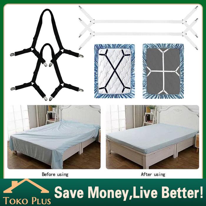 2 Buah Besi Bed Sheet Grip Pengait Ujung Sprei Jepitan Sprei Set 2 Buah Diperpanjang