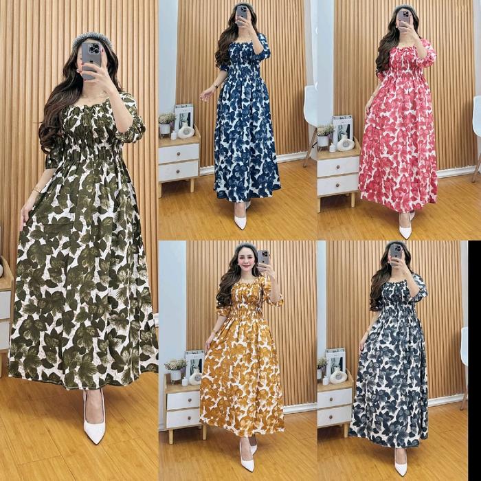 Daster KR Long Dress Smoke Wanita Jumbo Pekalongan Karet