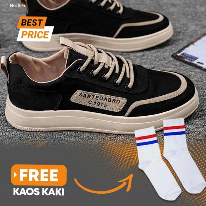 ( Beli Sepatu Gratis Kaos Kaki) Sepatu Sneakers Skateboard Pria Kekinian 01103110 Sepatu Fashion Ter