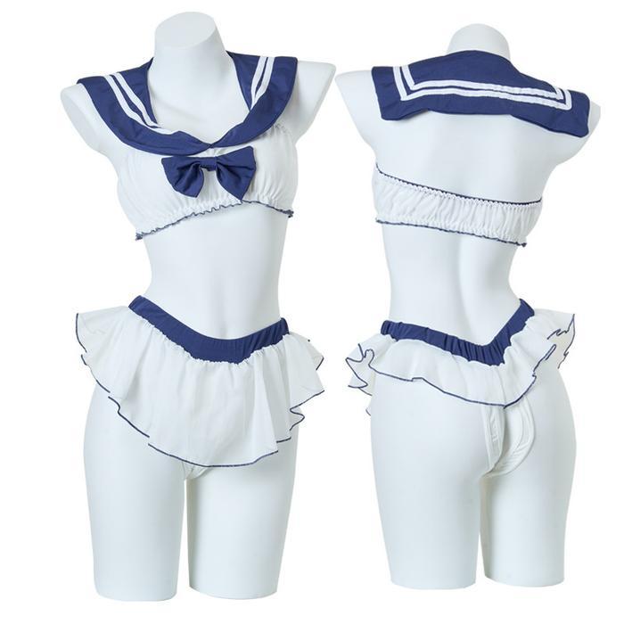 Lingerie Sexy Cosplay Seragam sekolah jumpsuit  Transparan Mini Rok 1