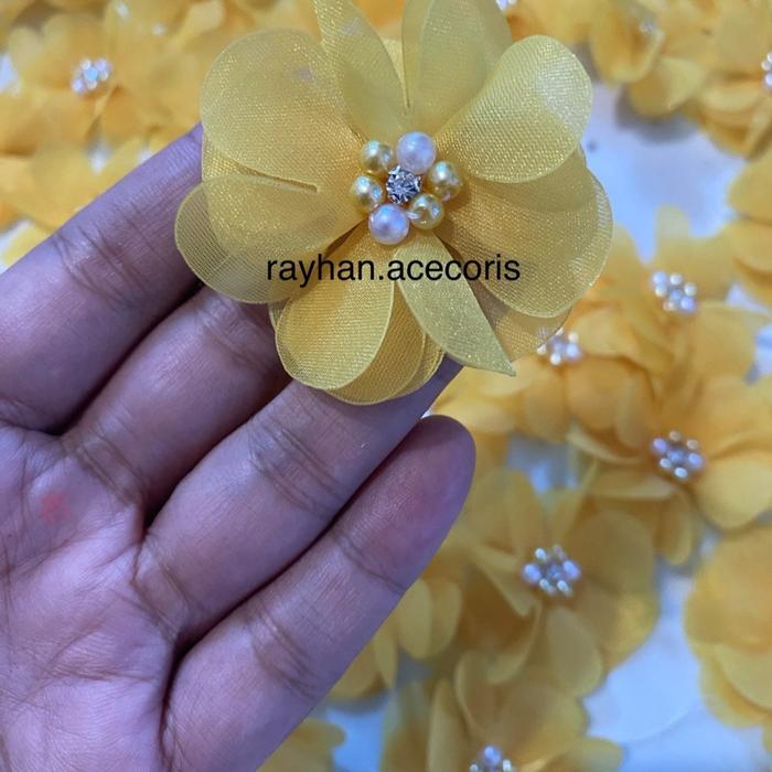 bros bunga organza 3d/bunga dahlia/bunga tempel