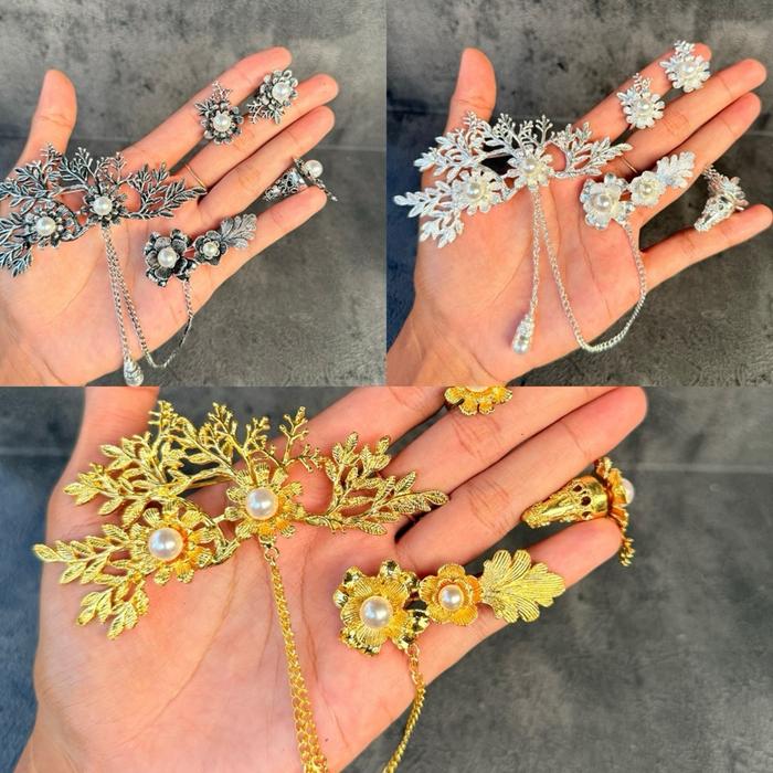 Set bros bros kemala mawar gold / silver / bakar cerorot bros alpaka bali hiasan kebaya bali