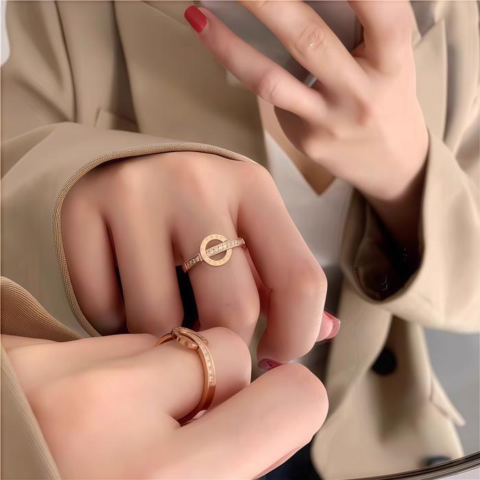 Cincin Titanium Wanita Ring Crystal Bulgari Mewah Best Seller Original Korean Style - Model Terbaru 