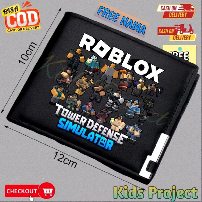 Dompet Lipat Anak ROBLOX TOWER DEFENSE SIMULATOR - Hitam - Kartu, Uang Dompet Wallet Pria wanita Cus
