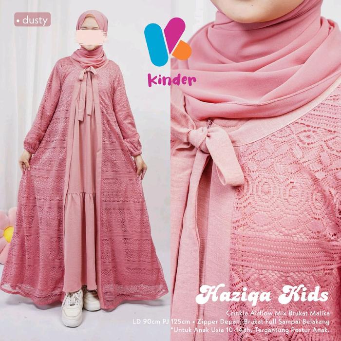 new haziqa kids gamis anak anak remaja tanggung wanita terbaru kekinian modis premium real pict orig