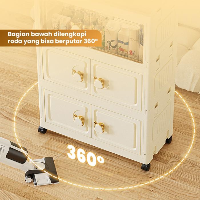 Livingmall Lemari Lipat Plastik 3-5 Tingkat G34-G43 Lemari Serbaguna/Lemari Pakaian Plastik Besar