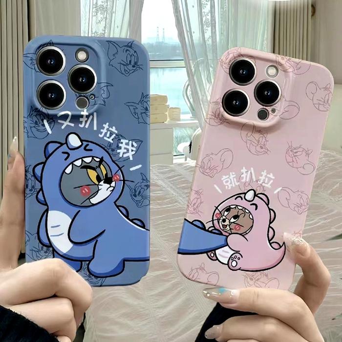 Kucing dan tikus Jerry Dan Tom Couple Hard Case Glossy for IPhone 6 6s 6 Plus 6s Plus 7 8 SE 7 Plus 