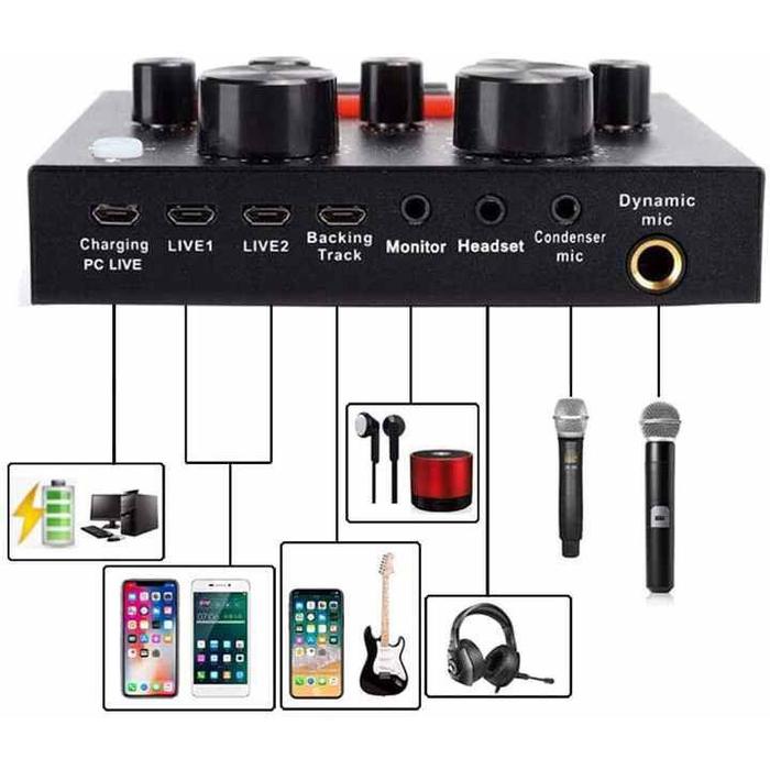 Soundcard V8 Live Broadcast Mixer Bluetooth Audio USB External
