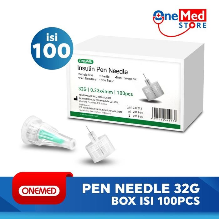 Pen Needle Jarum Insulin OneMed 32Gx4mm box 100pcs OJ