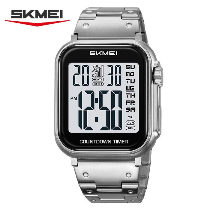 Jam Tangan Digital Pria SKMEI 2447 Silver White Tahan Air 30 Meter dengan Garansi Resmi Toko