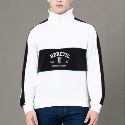 SWEATER HALF ZIP HERETIC  PUTIH  OVERSIZE PREMIUM UNISEX .SWEATER S-6XL HALF ZIP