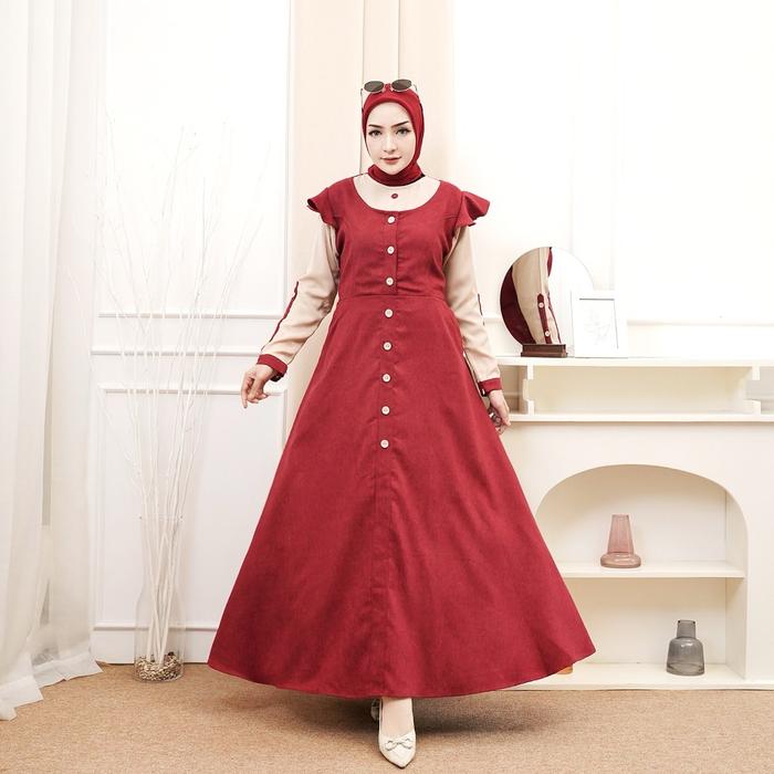 Gamis Naila by Densuko - Elegan & Nyaman Wanita Muslim Dress Syari Formal Lebaran Dewasa Katun
