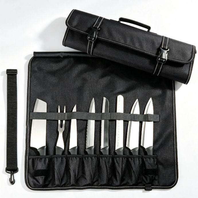 Set Peralatan Dapur dengan Tas Hitam dan Alat Makan - Cocok untuk Kebutuhan Dapur Anda