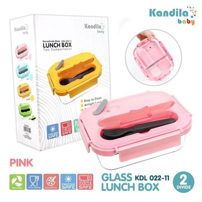 KANDILA GLASS LUNCH BOX 2 DIVIDE KDL022-11 - Orange
