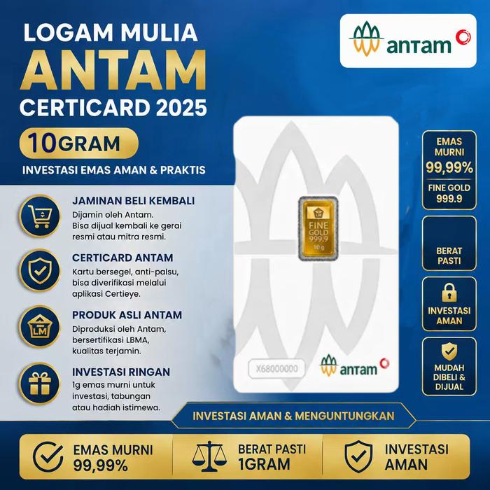 10 Gram ANTAM LM Logam Mulia Emas Batangan Investasi Press Redmark Certieye Original Asli Barcode - 