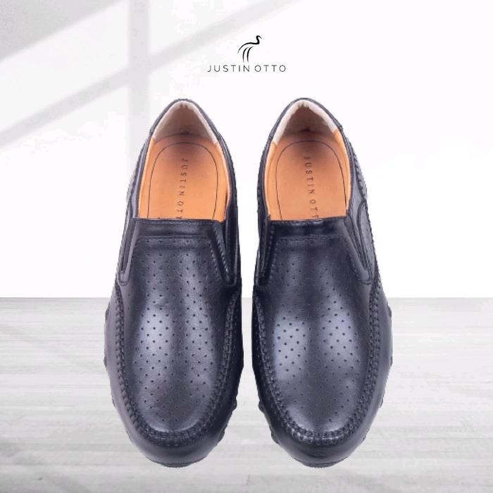 Sepatu Loafers Pria Justin Otto Hummer 02 Kulit Asli Full Original - Flat Kerja Sneakers Kasual (Hit