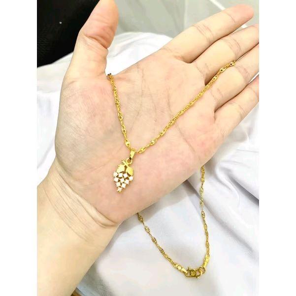 Kalung Medan Asli Model Pecah Kopi Liontin Anggur Lapis emas 24k