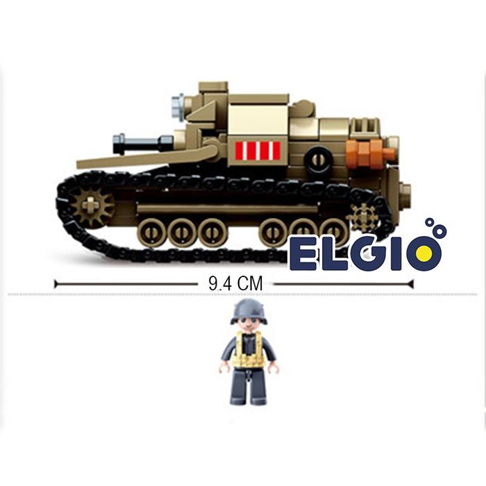 Sluban Bricks Tentara Tank Perang Army Block Coklat M38 B0709