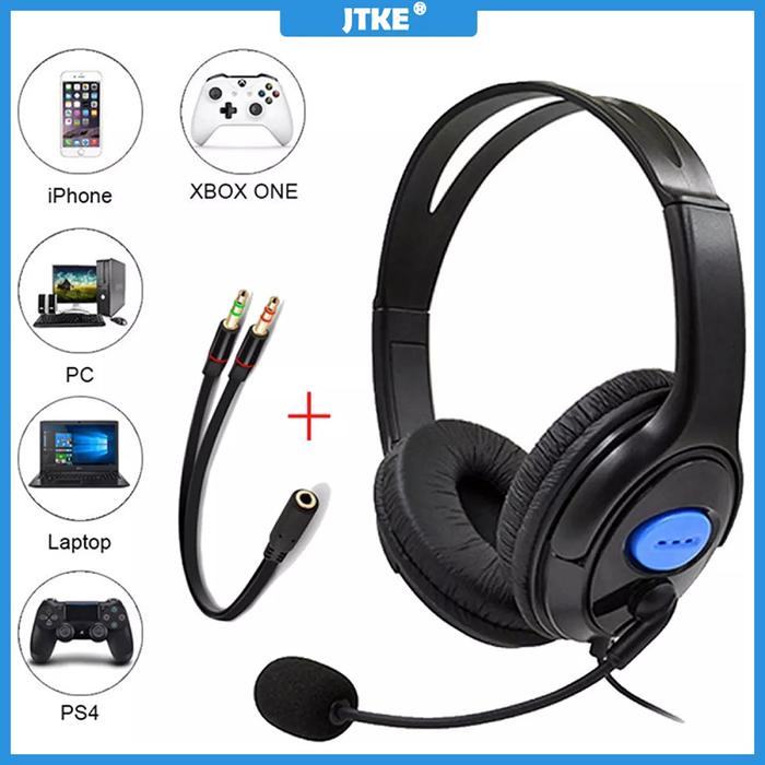 JTKE Headset Gaming 3.5Mm AUX, Headphone Stereo Surround Berkabel