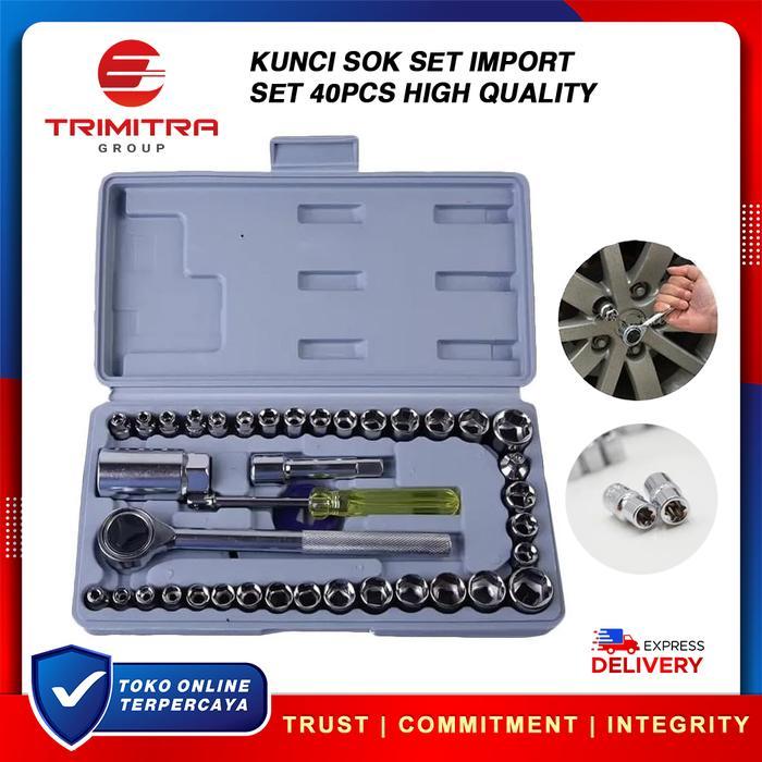 Kunci Sok Set 40PCS Socket Wrench Seperti Merk KENMASTER atau TEKIRO