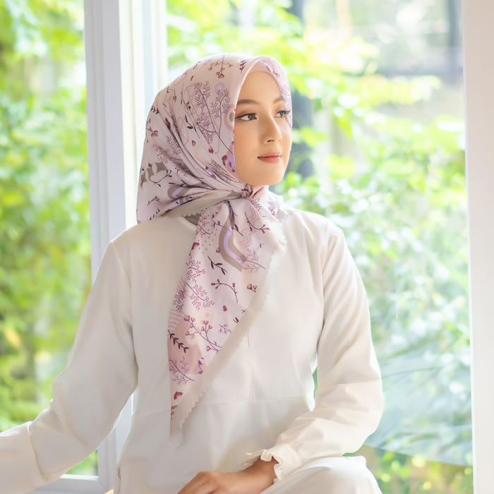 HIKIVA Laser Cut Hijab Segi Empat Print Motif Zeera Warna Salem