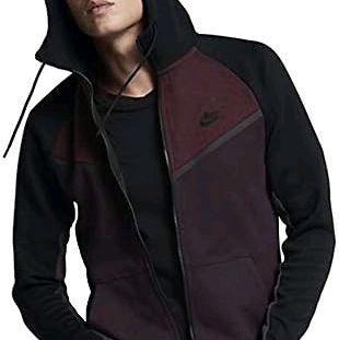 jaket nike tech fleece black red maroon hoodie zip pullover sportwear