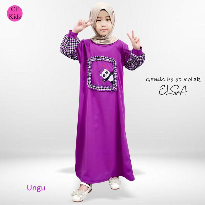 CF Kids Gamis Anak Perempuan Polos Kotak Elsa