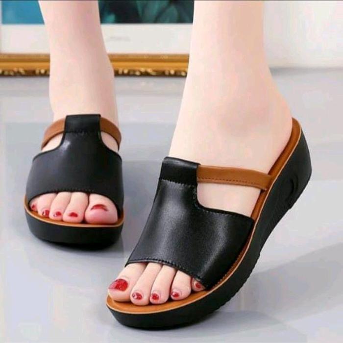 SANDAL HAK TINGGI CEWEK WEDGES PEREMPUAN SLIP ON SLOP HIGH HILS WANITA PESTA ACARA RESMI FORMAL SANT
