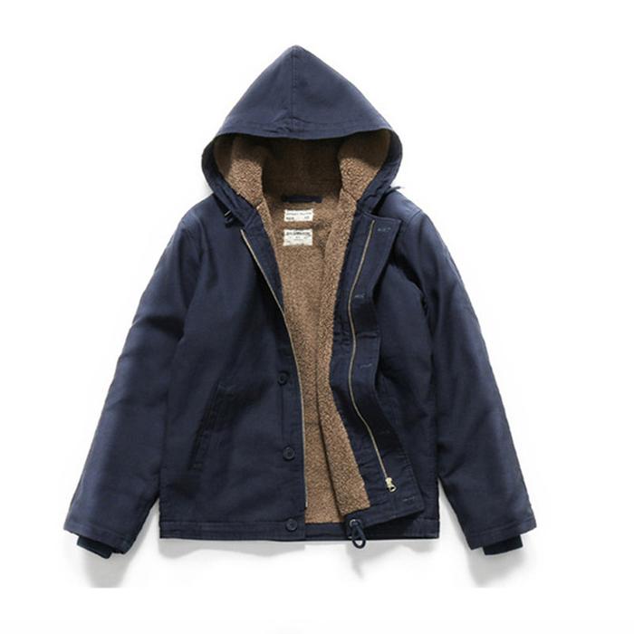 Work Hoodies Winter Cotton Clothes Navy N1 Deck Hooded Jacket tdoor Sport Trekking Climbing Plush Pa