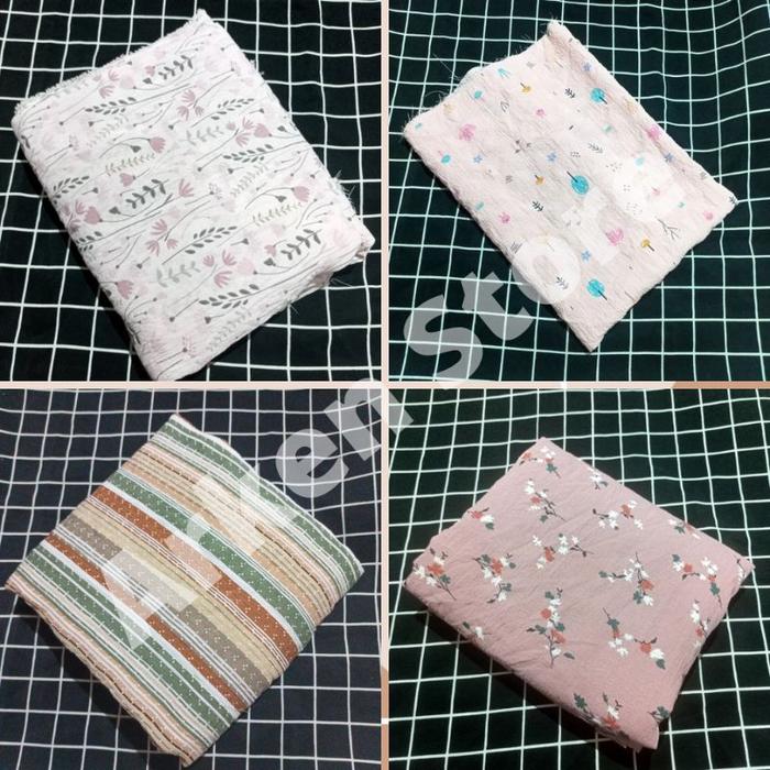 Kain Cringkle Shakila Maxmara Rayon Motif Bunga Kecil Harga Per 50cm