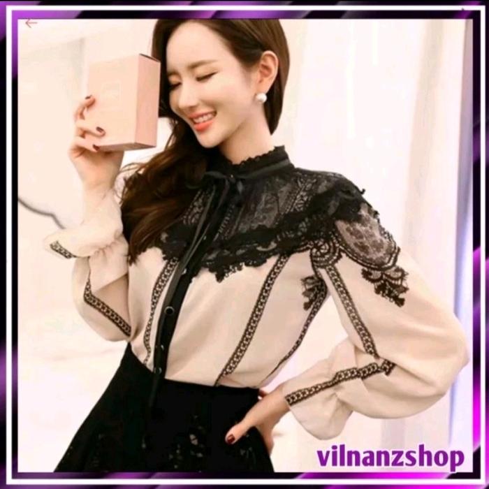 2585 ilmori lace blouse U import threeM