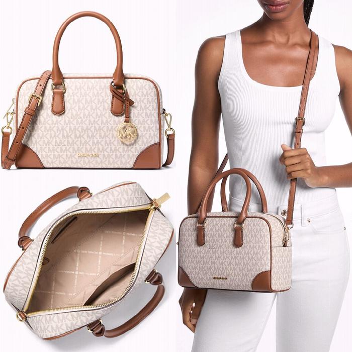 Mk Thompson Medium Duffle Satchel Vanilla
