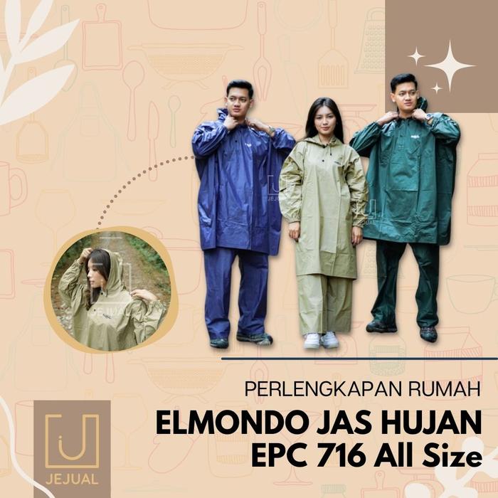 ELMONDO Jas Hujan/Mantel Setelan EPC 716 All Size Ponco Celana Kelelawar One Set PVC Hijau pvc