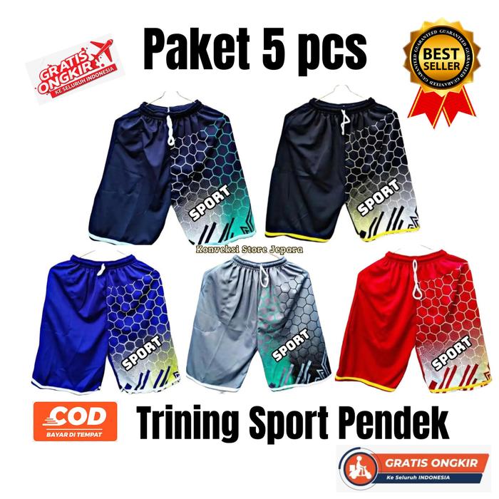 Konveksi Store Jepara Celana Sport Pendek (MOTIF) Olah Raga Santai Bahan Melar Unisex Pria Wanita Sh