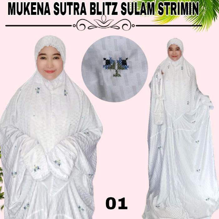 Mukenah Sutra Blitz Sulam Strimin Terusan