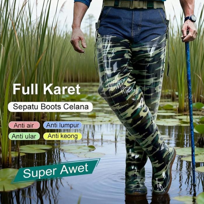 Sepatu Bot Air Panjang Full Karet / Sepatu Boot Boots But Pria Wanita Sawah Petani Nelayan Kebun Raw