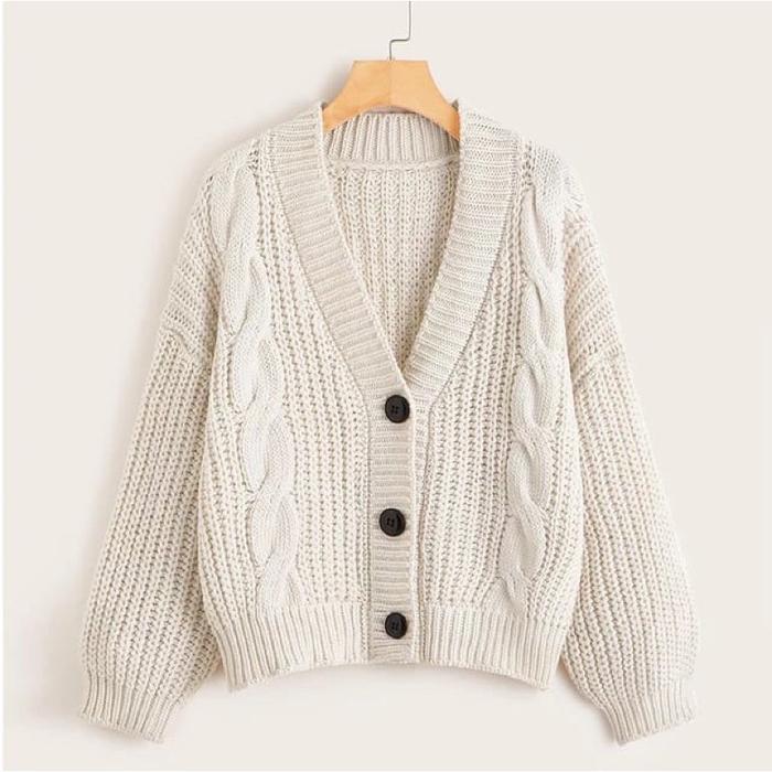 Crop Cable Cardy / Kardigan Cable Kepang / Atasan Wanita