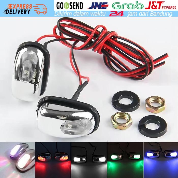 2Pcs Sprayer Wiper Kaca Depan Mobil Dengan Lampu Led / Washer Nozzle Wiper+ Lampu